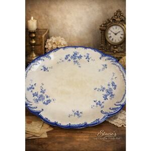 Vintage Ridgways Flow Blue Chiswick Platter Royal Semi-Porcelain